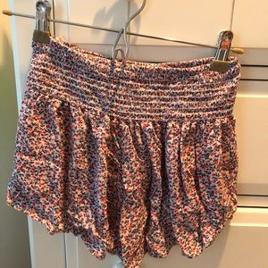 Flowy floral smocked shorts